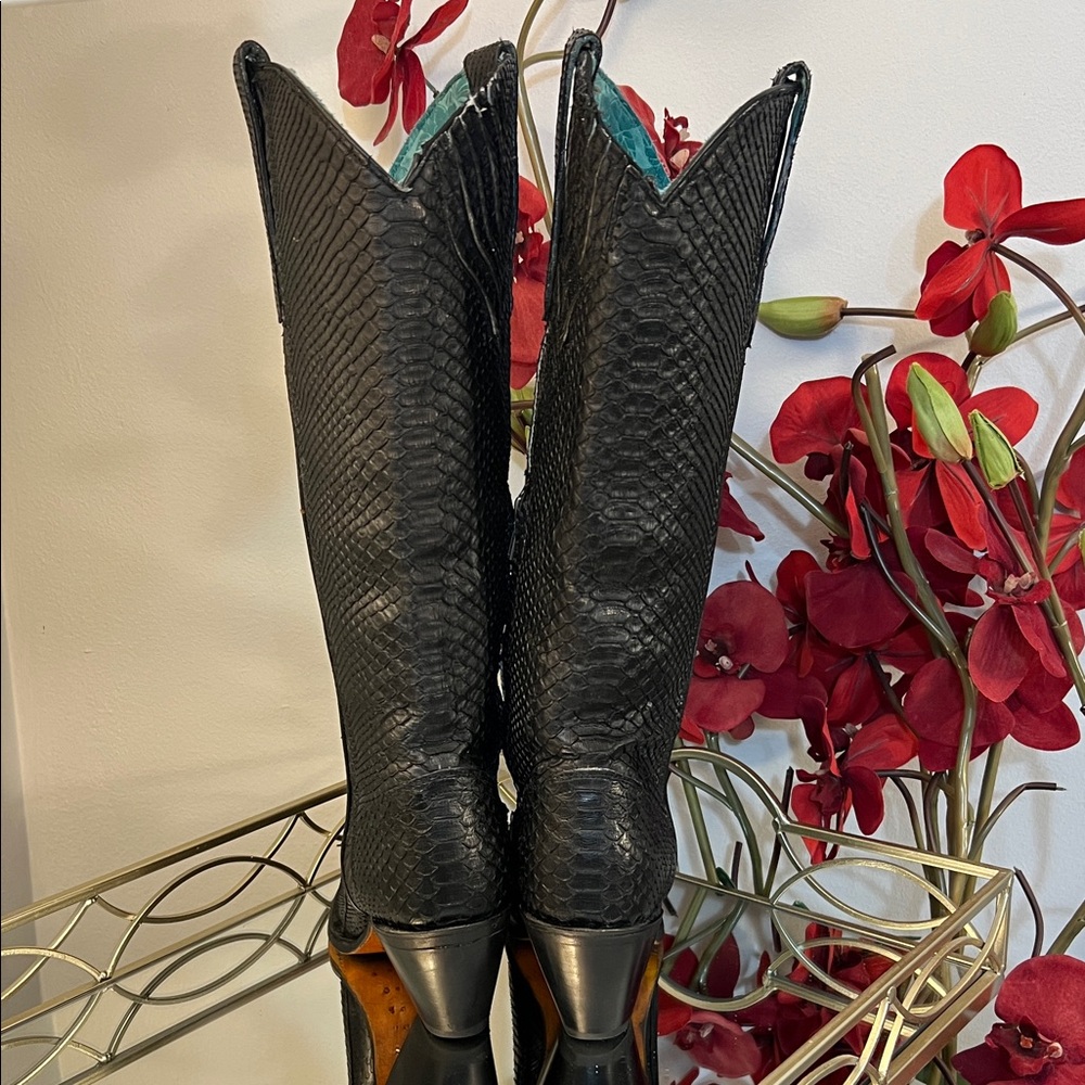 Corral Black Python Snakeskin Tall Western Cowgir… - image 6